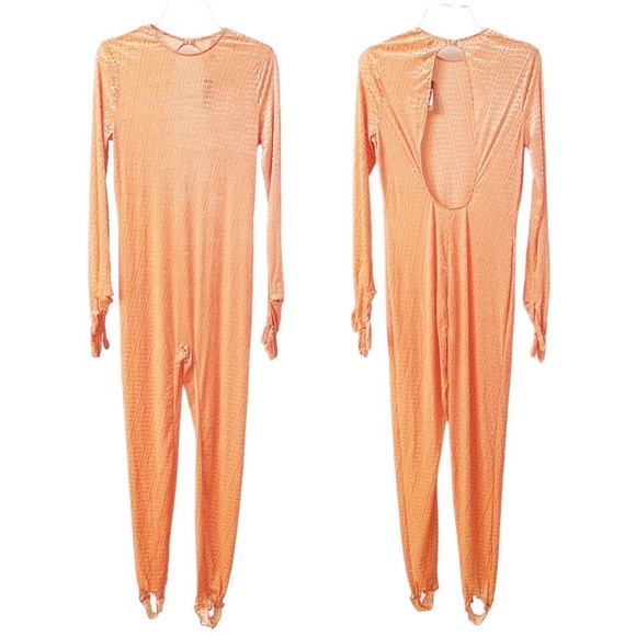 Skims Velvet Stirrup Onesie Logo One-piece Jumpsuit Peach Plus Size 2X New - Picture 4 of 15